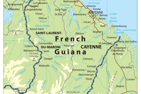 carte détaillée de la Guyane
