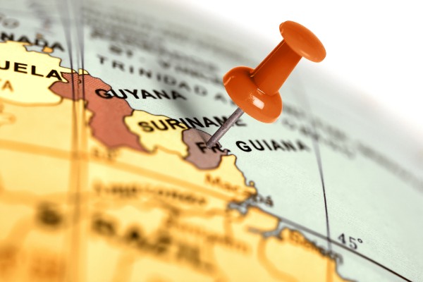 globe terrestre montrant la Guyane