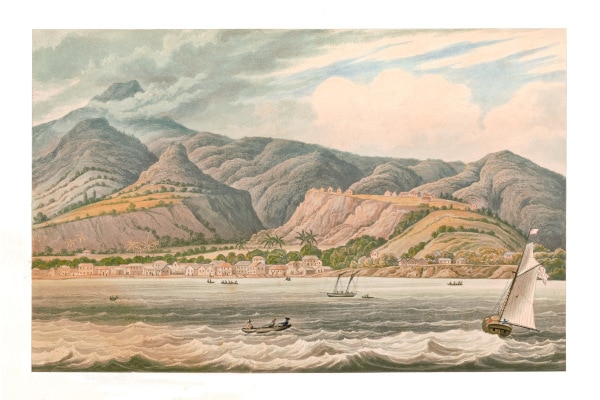 Ancienne image du paysage du territoire de Kalinagos en Dominique 