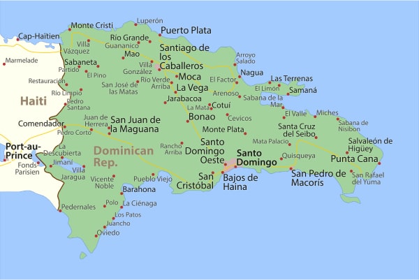 Carte géographique ile République Dominicaine