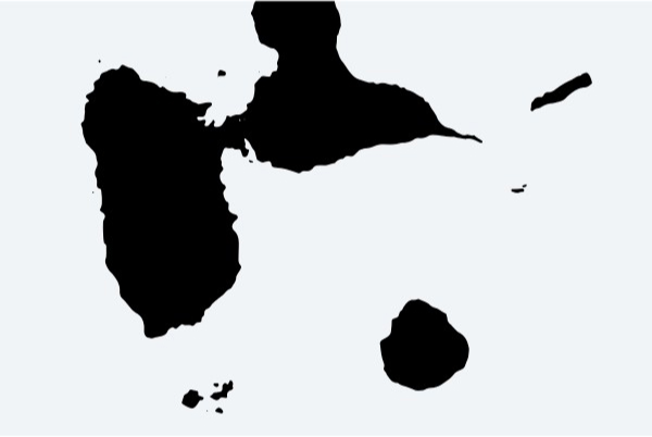Carte de la Guadeloupe couleur noire