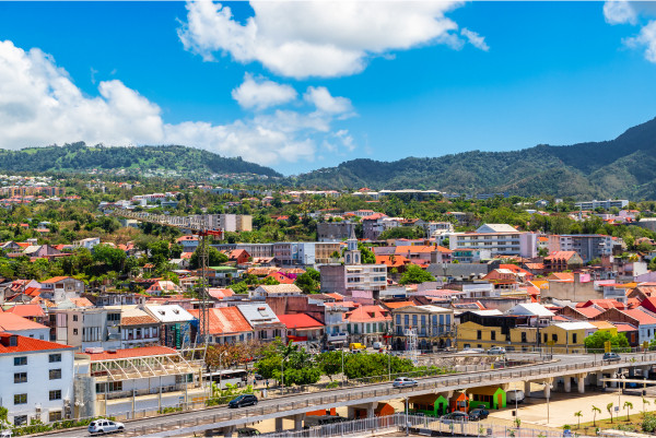 Ville vue aérienne en Guadeloupe