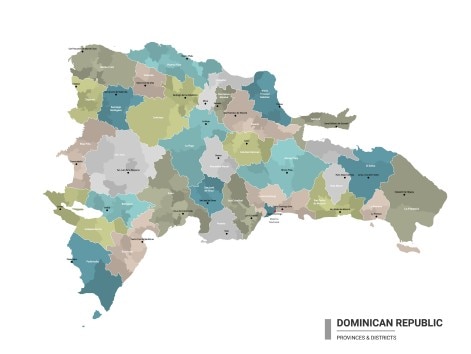 carte multicolore de la République Dominicaine