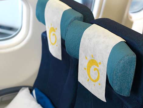 Photo de l'intérieur de l'avion en classe soleil