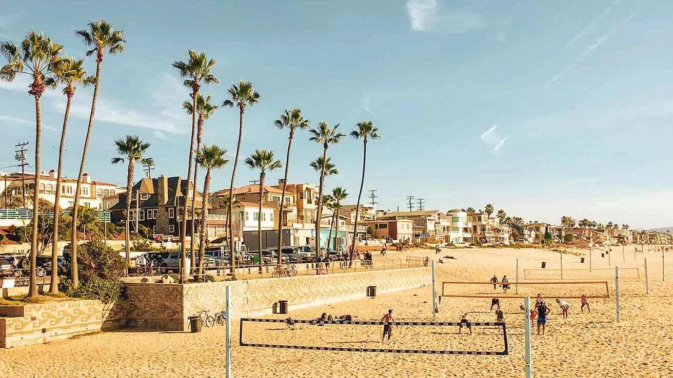 Beach volleyball at Manhattan Beach in Los Angeles