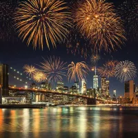 Feux d'artifice dans Manhattan à New York