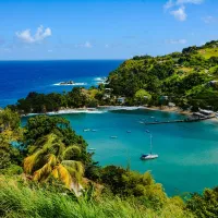Vue d'une baie de Trinité et Tobago