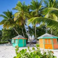 Plage de Barbade avec petites maisons
