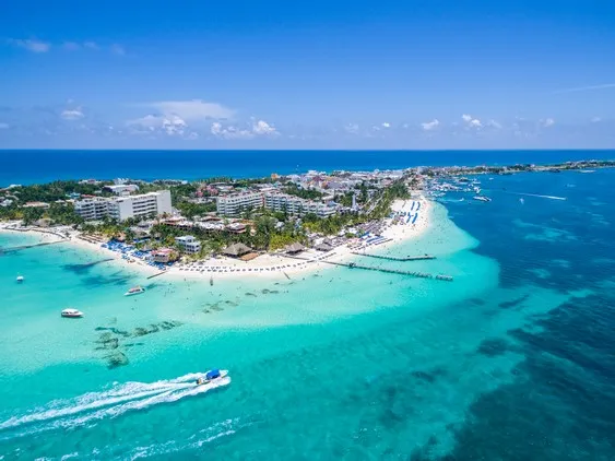 Photographie aérienne de Playa Norte à Isla Mujeres Photographie aérienne de Playa Norte à Isla Mujeres
