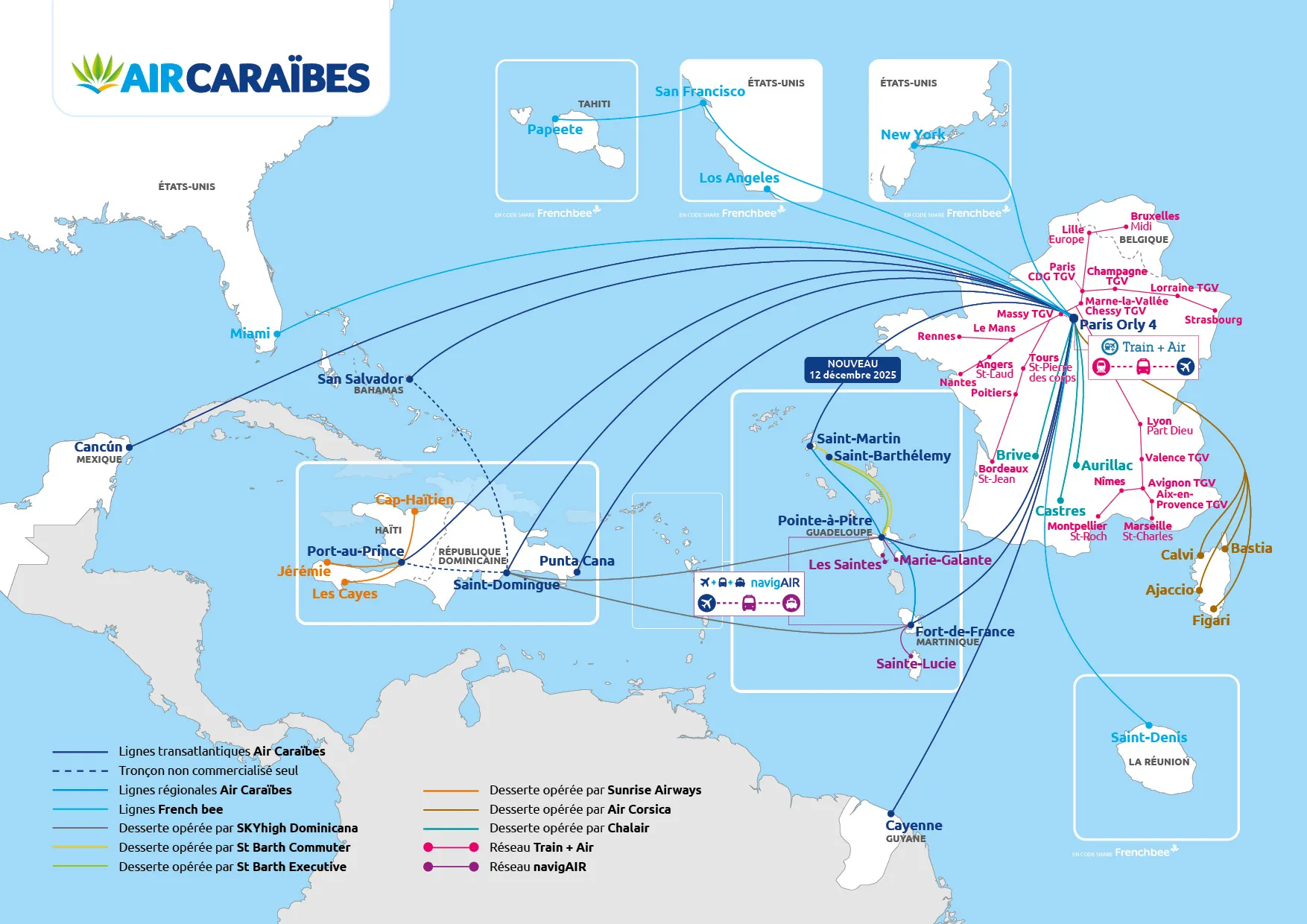 Carte de réseau de toutes les destinations