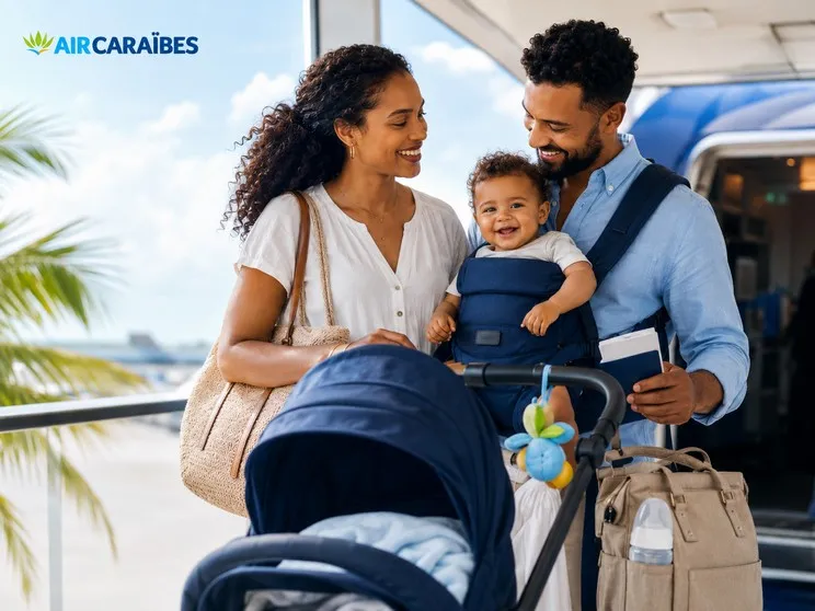 Famille arrivant en Guadeloupe