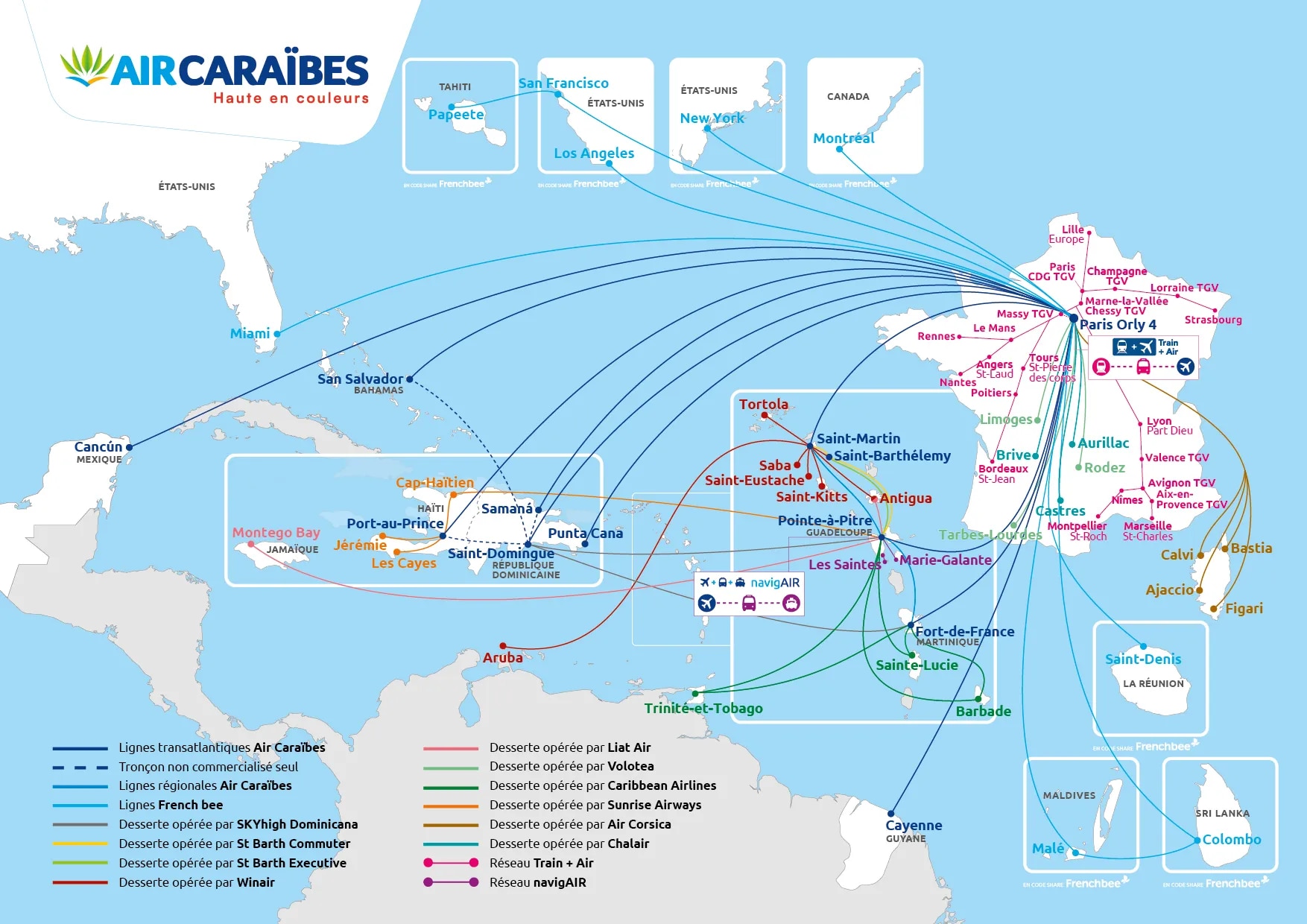 Carte de réseau de toutes les destinations