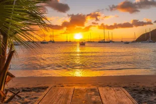 coucher de soleil de la plage arlet en Martinique