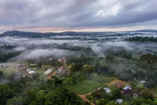 Vue aérienne village de Saul